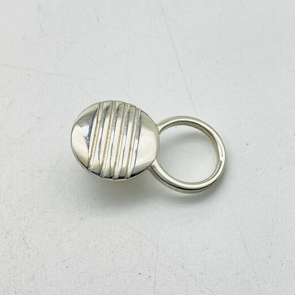 Modern Silver Tone Brooch Circle Ring Minimalist Geometric Statement Eyeglass - Picture 2 of 6